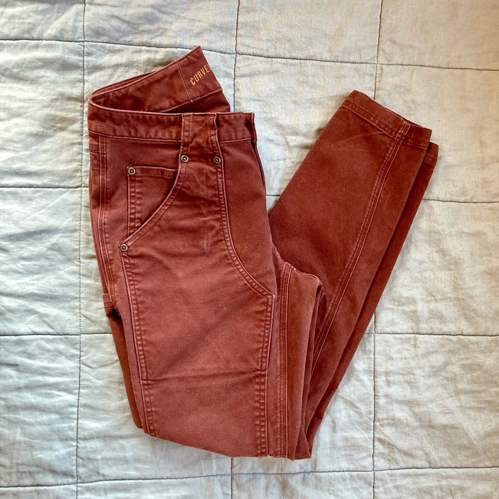 Duluth Fortiflex Fire Hose Skinny Leg Work Pants Burgundy Red Canvas - Size 6